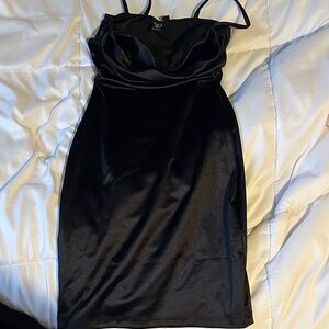Windsor Black Satin Mini Dress